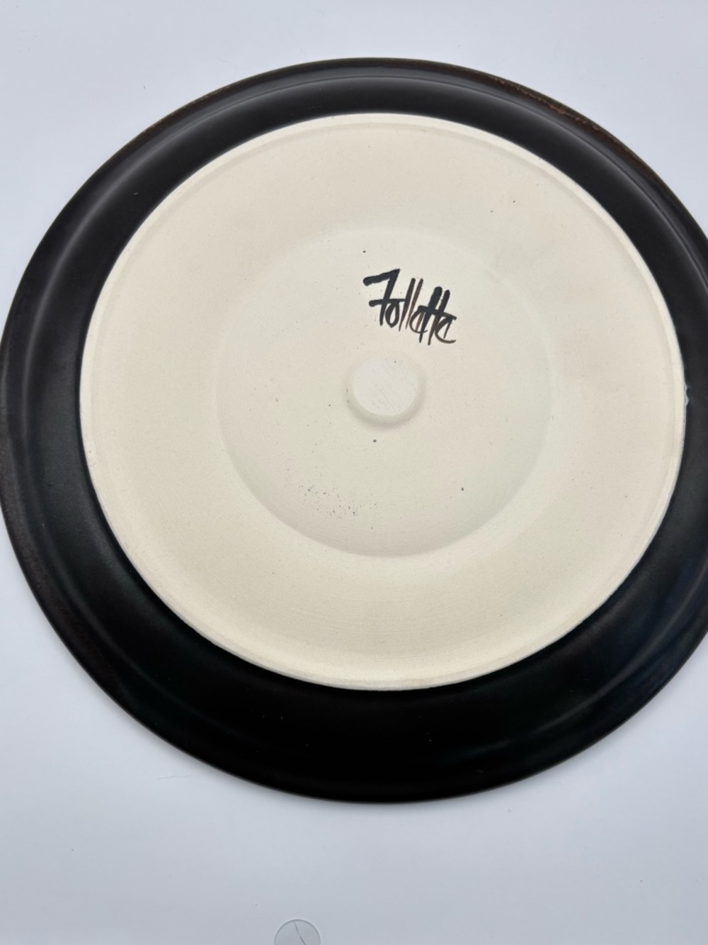 Kent Follette Signed Glazed Blue & Green Decorative Ceramic Serving Plate - Picture 2 of 9